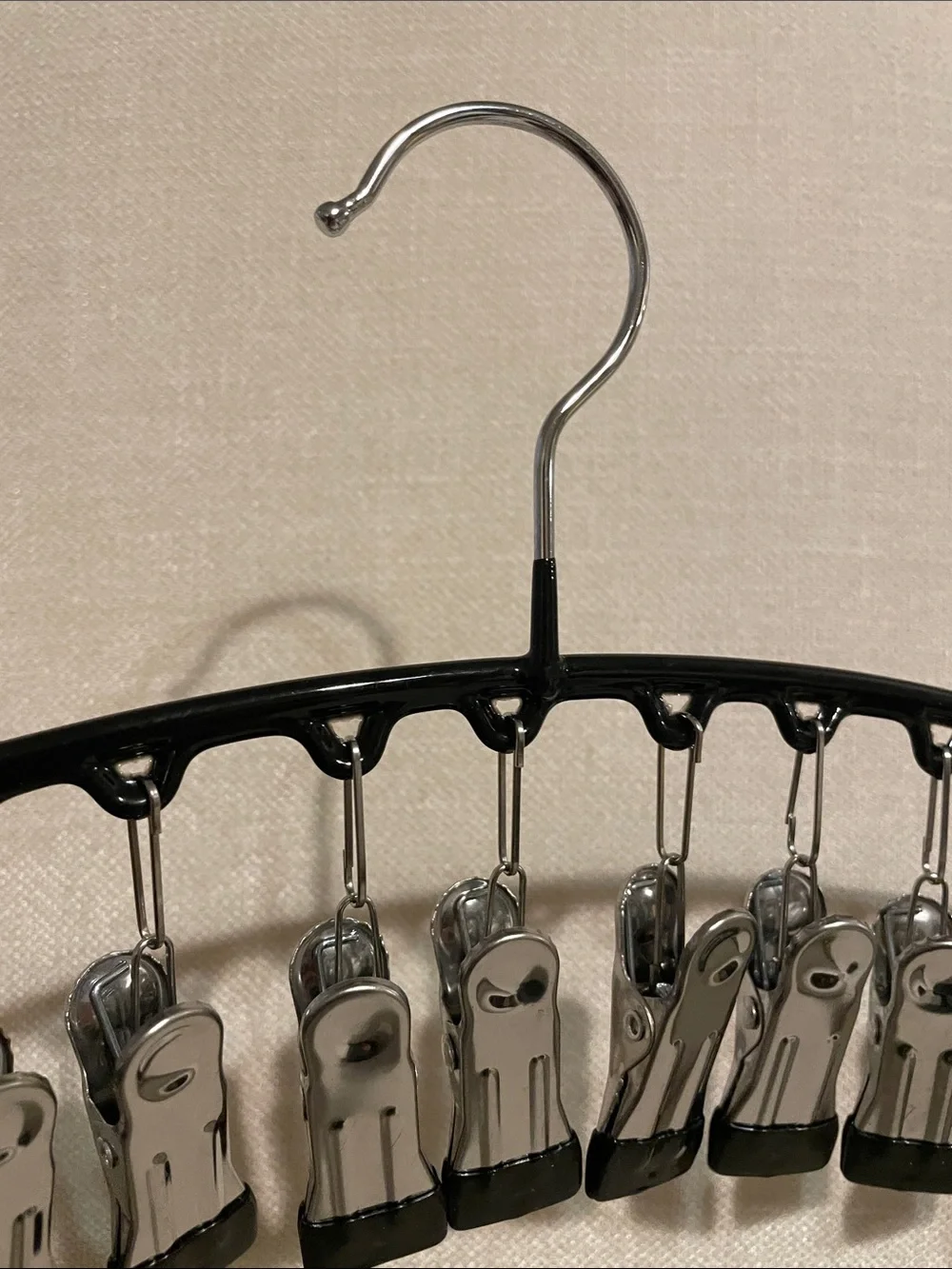 Multi-Clip Hanger - Black with Silver Clips